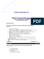 Financial Management MGT201 Spring 2005 Final Term Paper