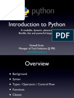 Introduction To Python: A Readable, Dynamic, Pleasant, Flexible, Fast and Powerful Language