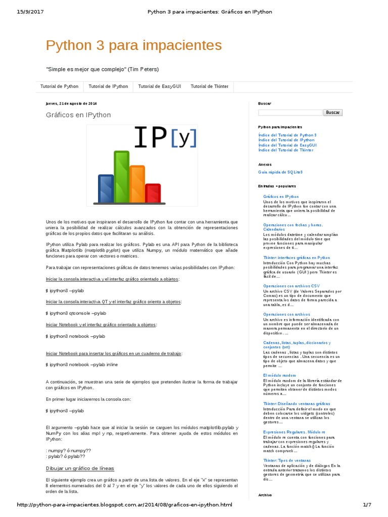 Python 3 para Impacientes - Gráficos en IPython PDF | PDF | Python ...