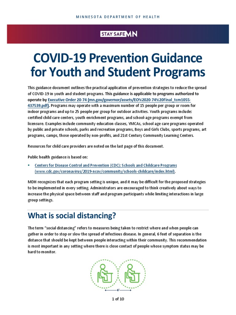 COVID-19 Prevention Guidance For Youth and Student Programs: What Is ...