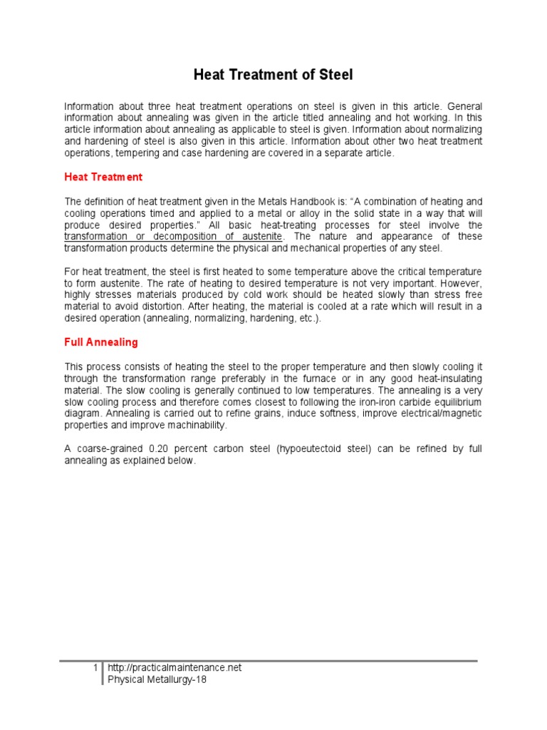 Physical Metallurgy-18 Heat Treatment of Steel | PDF | Heat Treating ...