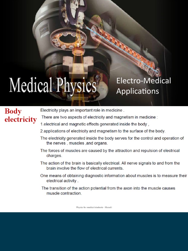 ElectroMedical Applications Physics For Medical Students Maradi PDF Electrocardiography