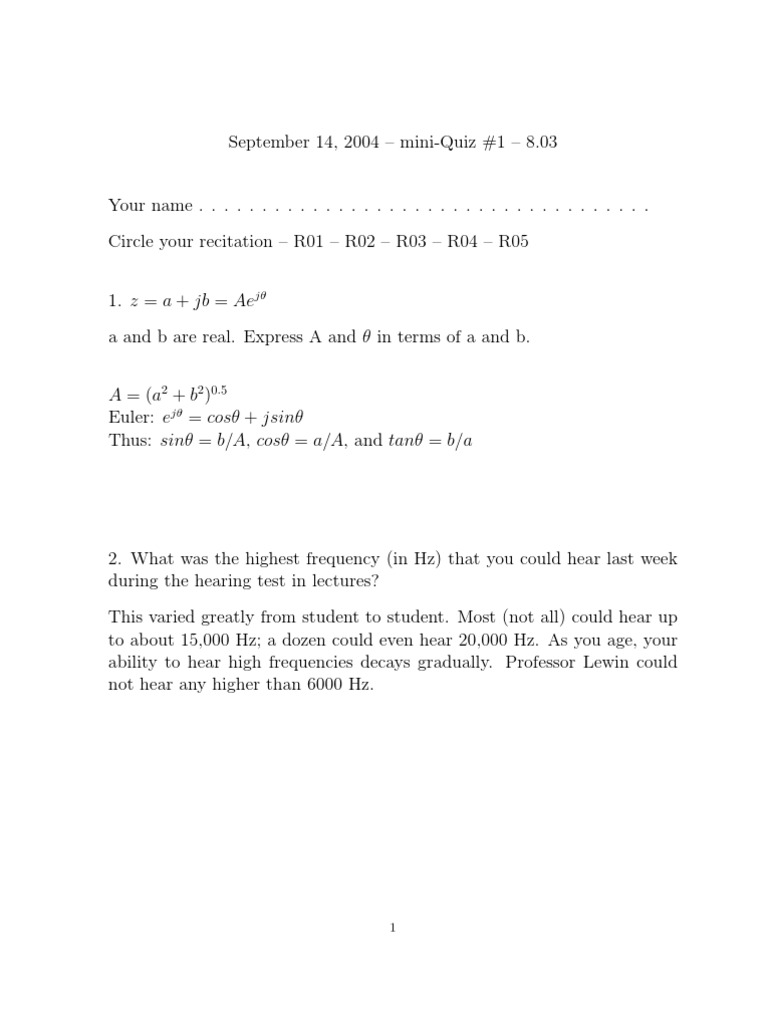 MiniQuiz Documents and Solutions for 8.03 Physics III Vibrations and Waves PDF Normal Mode