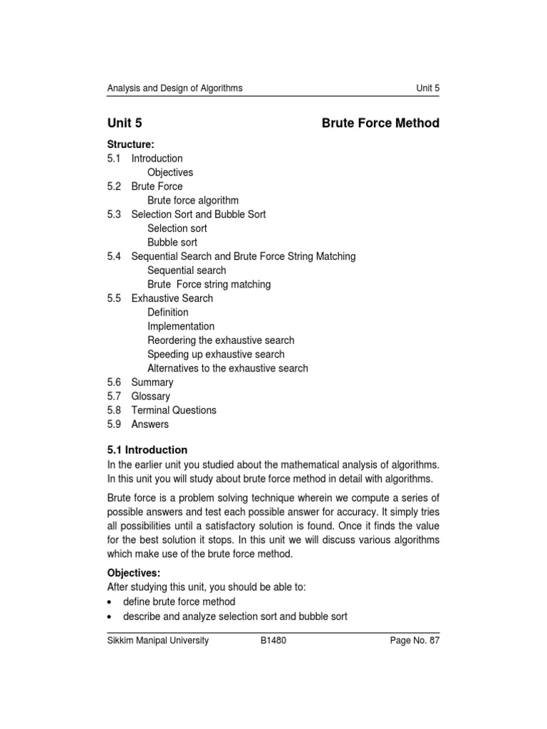 Unit 5 Brute Force Method Structure PDF Software Engineering