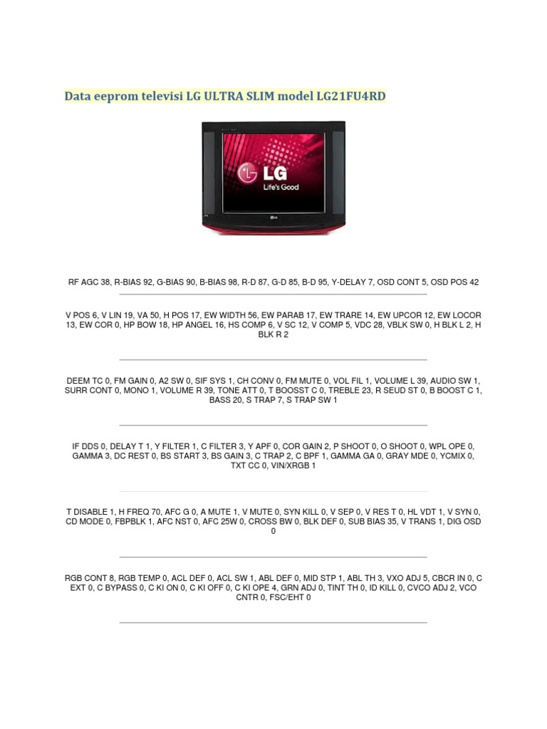 Data Eeprom Televisi Lg Ultra Slim Model Lg21fu4rd Business