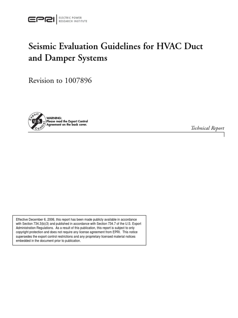 EPRI Seismic Evaluation Guidelines For HVAC Duct and Damper Systems PDF