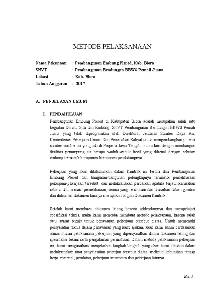 Metode Pelaksanaan Embung Plered | PDF | Seni