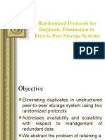 Randomized Protocols For Duplicate Elimination in Peer-To Peer Storage Systems