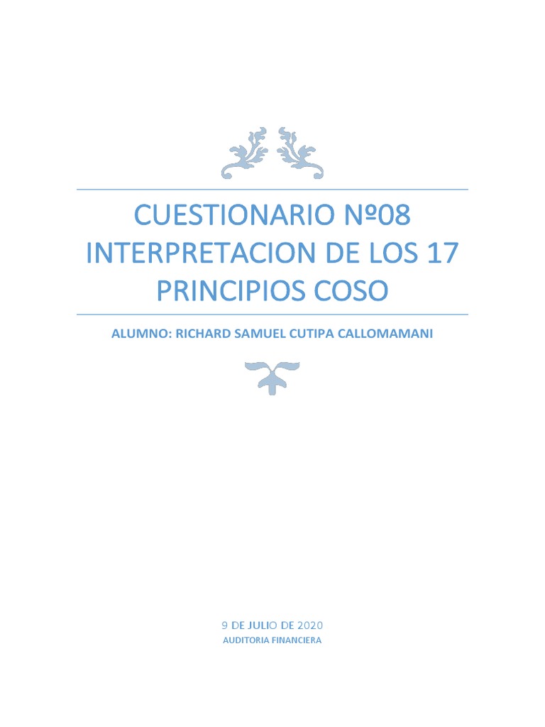 Interpretación de los 17 Principios COSO | PDF | Sistema de informacion ...