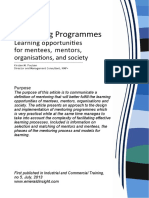Mentoring Programmes: Learning Opportunities For Mentees, Mentors, Organisations, and Society