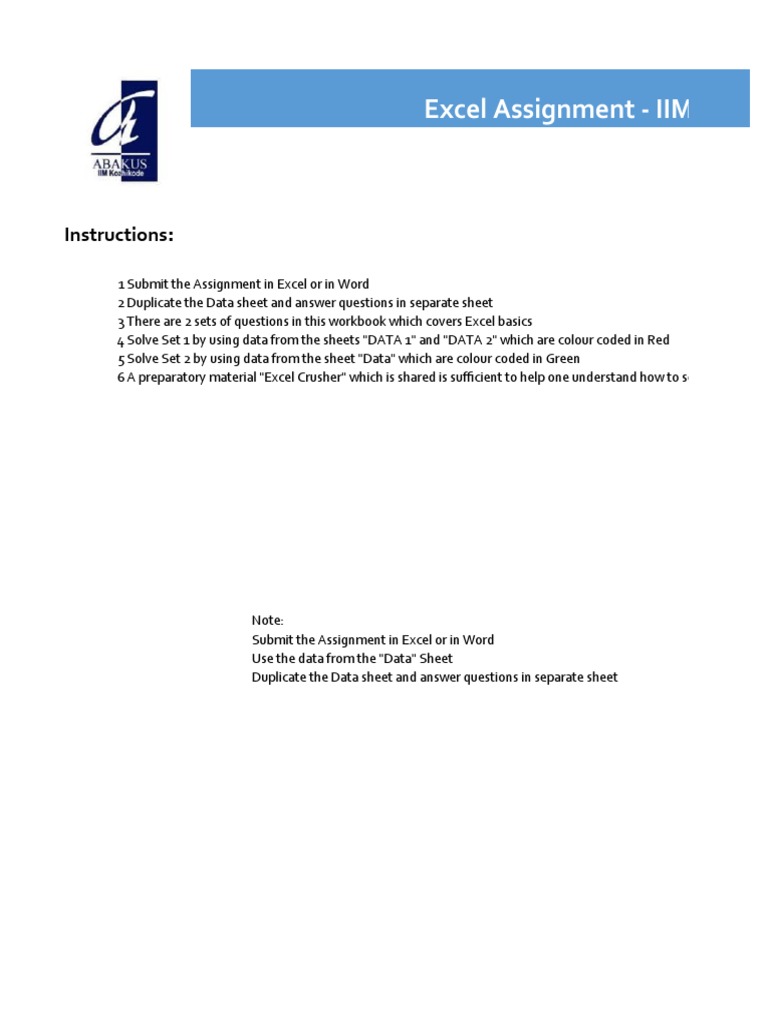 Excel Assignment - IIM Kozhikode: Instructions | PDF | Pepsi Co ...