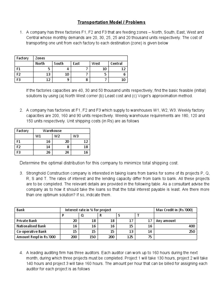 Transportation Problem | PDF | Mathematical Optimization | Economies