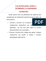 Proyecto de Articulacion Entre La Educacion Primaria y La Secundaria 1