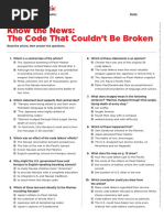 Know The News: The Code That Couldn't Be Broken: Test Prep