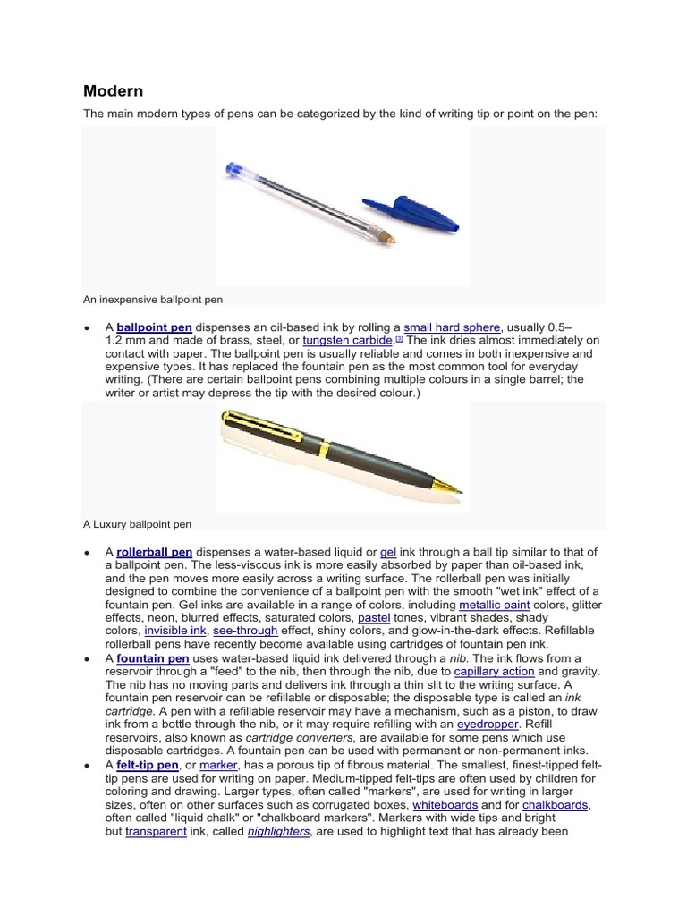 Modern: Ballpoint Pen | Download Free PDF | Pen | Office Equipment