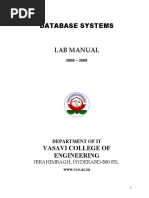 Database Systems: Lab Manual