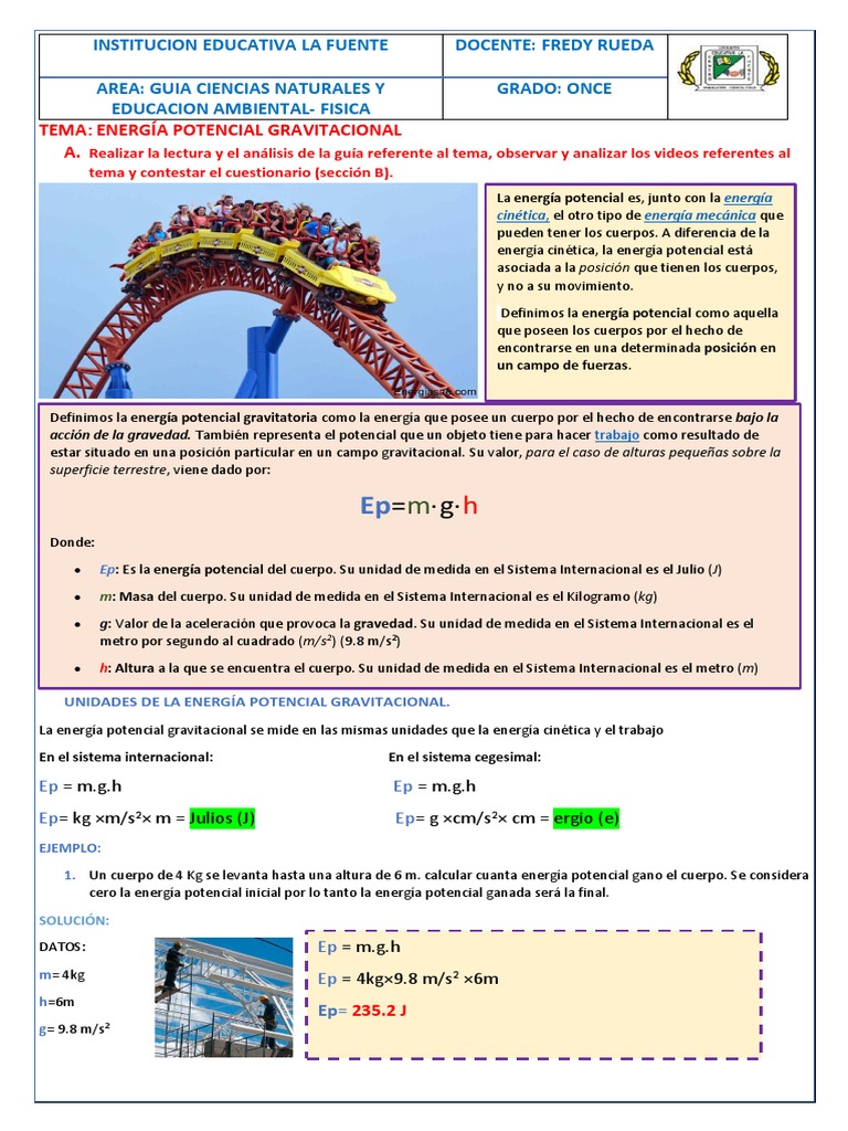 Energía Potencial Gravitacional | PDF | Gravedad | Energía potencial, image size:768x1024