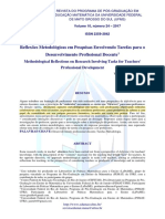 Reflexões metodológicas em pesquisas envolvendo tarefas para o desenvolvimento profissional docente - Destaques