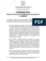 Comunicado - VRAP19082009 - Sobre el Proceso de Ratificación Docente de la UNMSM - VF