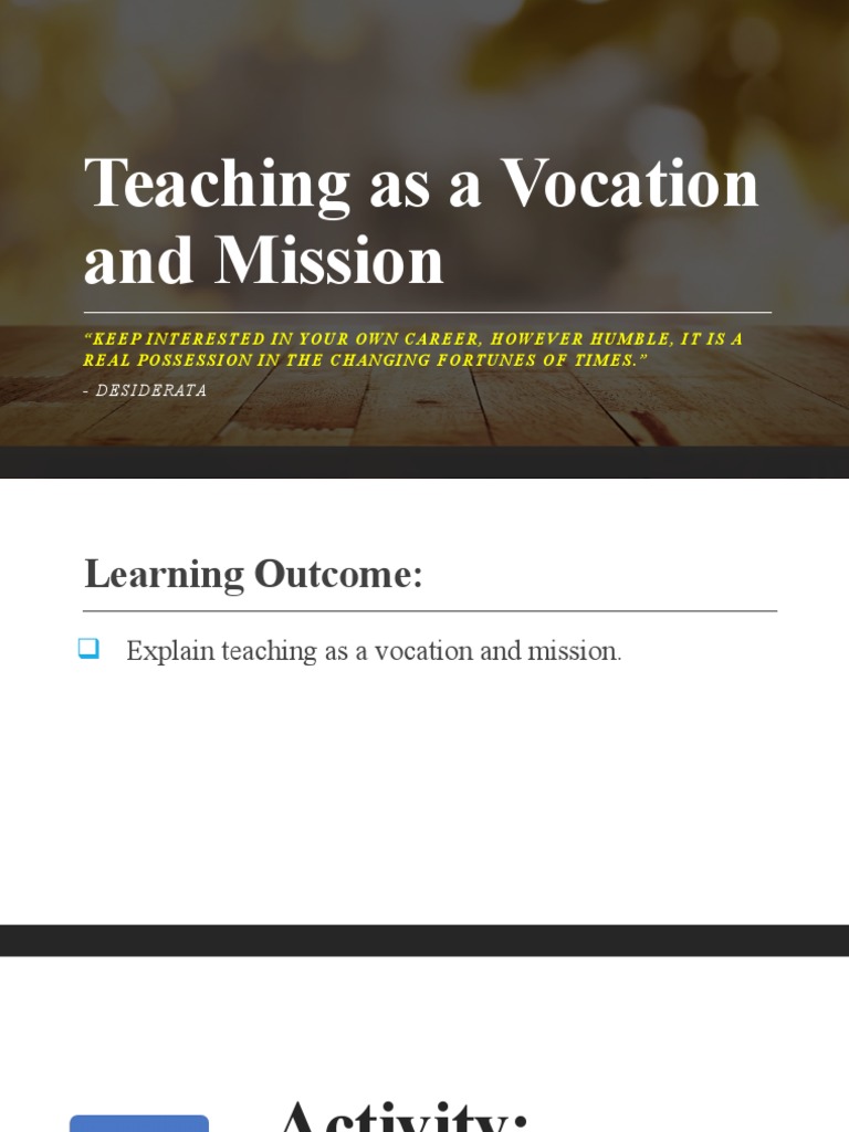 Teaching as Vocation and Mission | PDF | Cognition