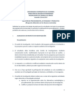 Procedimientos - Actividades y Productos Del Trabajo de Grado