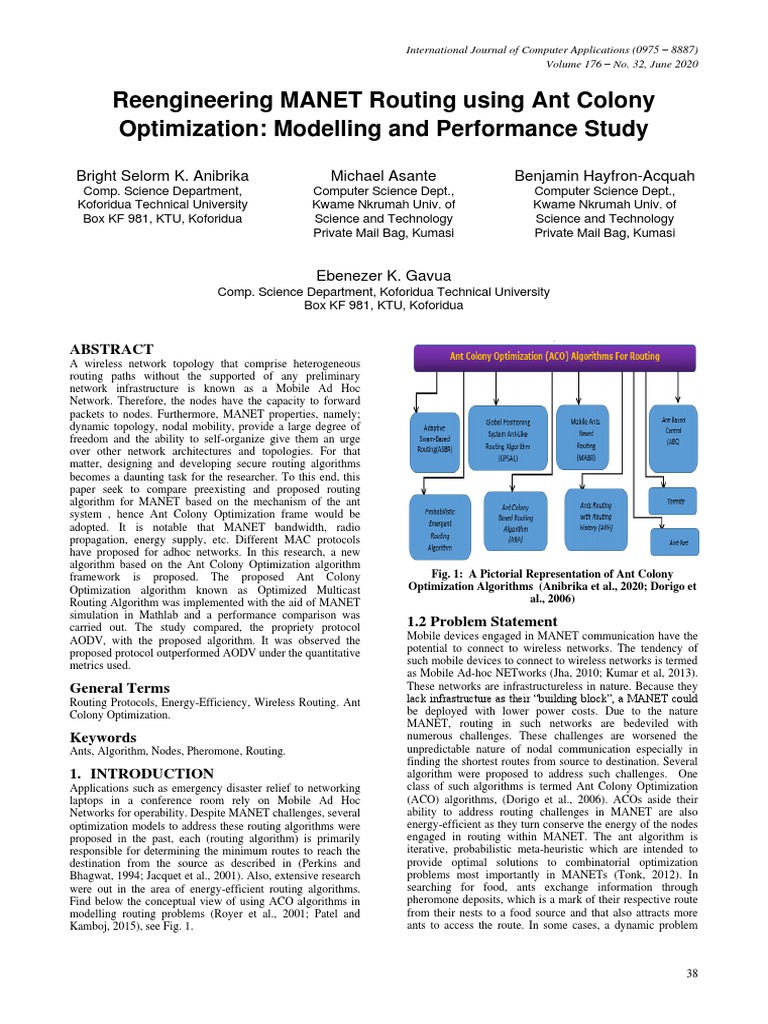 MANET Routing Optimization via ACO | PDF | Wireless Ad Hoc Network ...