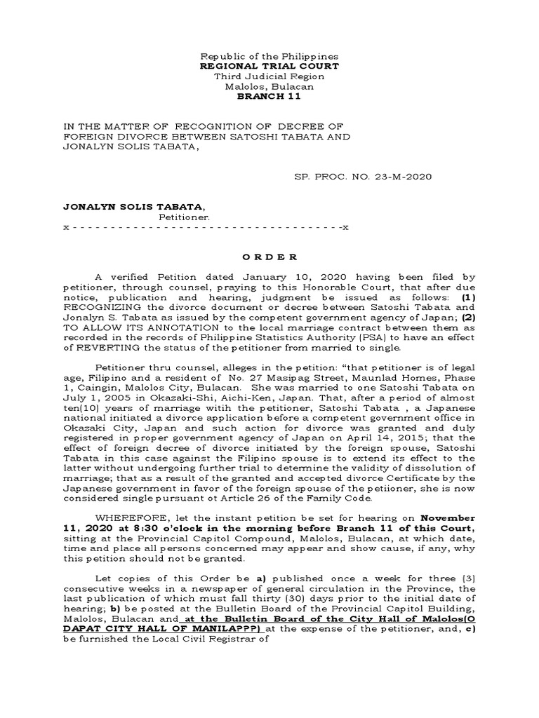 Inital Order Petition | PDF | Divorce | Common Law