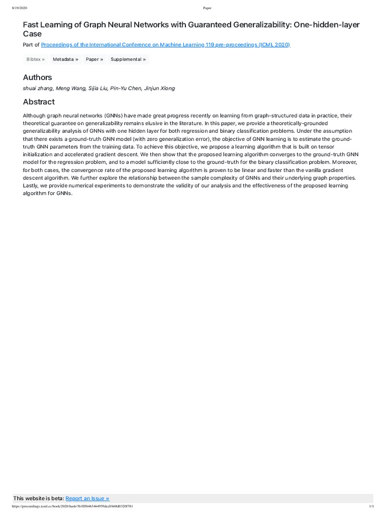 Fast Learning of Graph Neural Networks With Guaranteed Generalizability ...