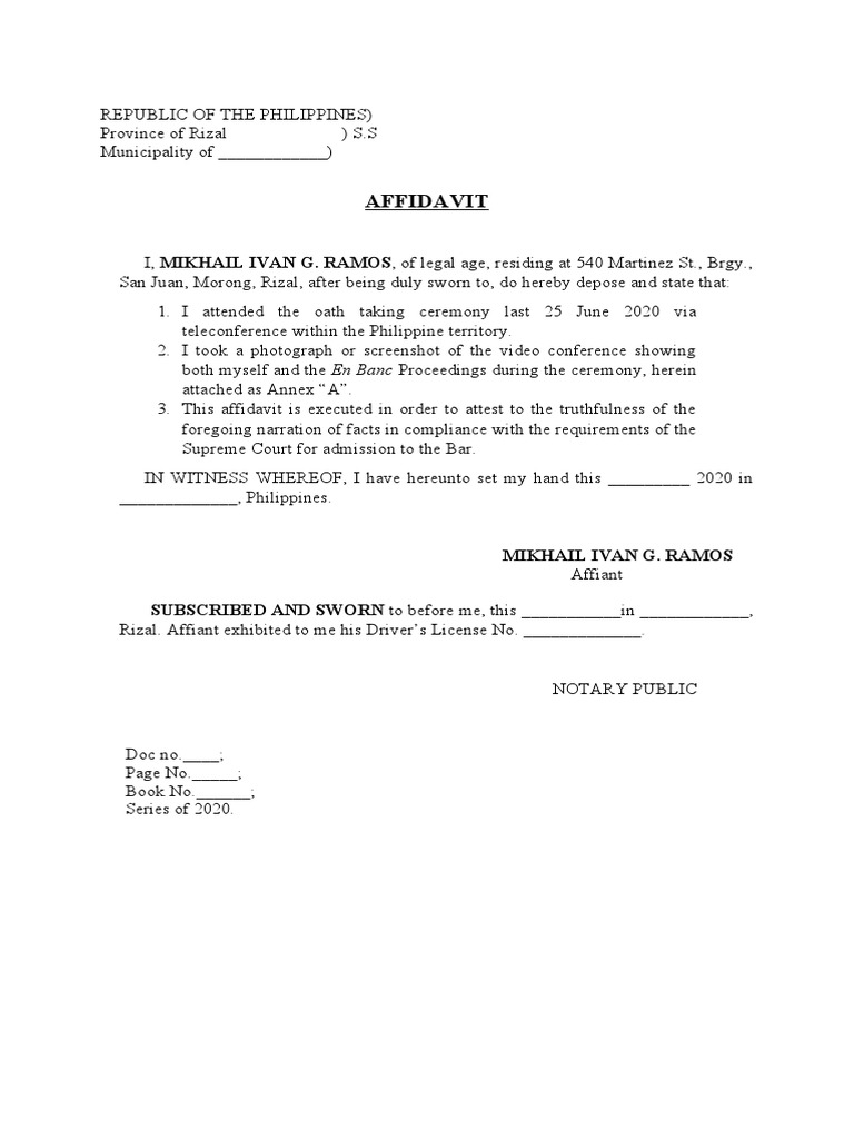 AFFIDAVIT of OATHTAKING PDF