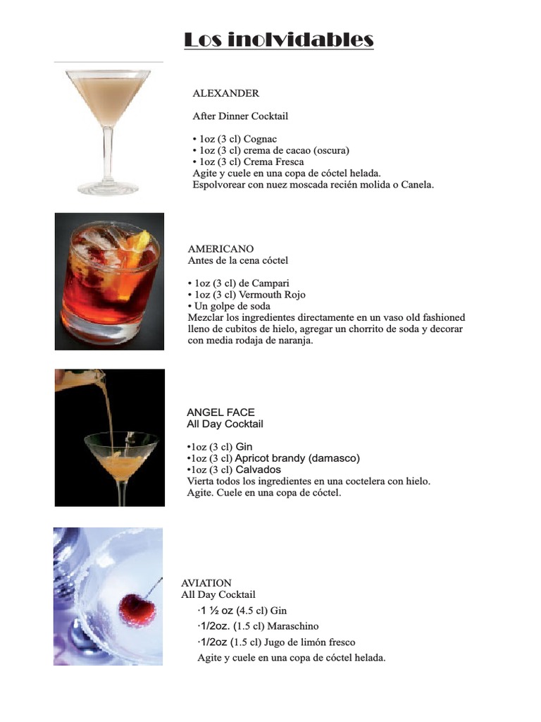 Carpeta de Coctels Inolvidables | PDF | Cócteles | Martini (Cóctel)