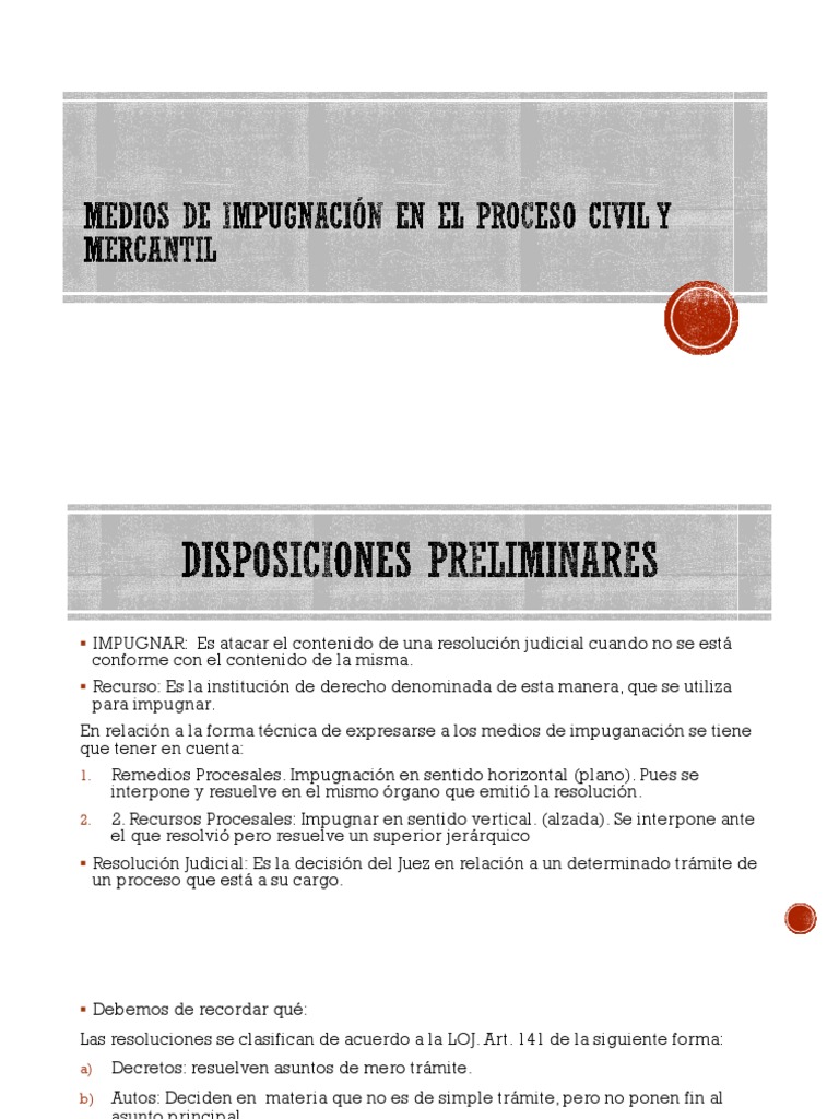 Medios de Impugnación en El Proceso Civil y Mercantil PDF | PDF ...