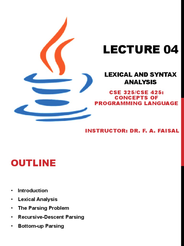 Lexical and Syntax Analysis: CSE 325/CSE 425: Concepts of Programming ...