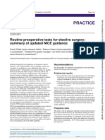 Practice: Routine Preoperative Tests For Elective Surgery: Summary of Updated NICE Guidance