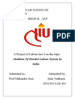 National Law Institute University Bhopal, M.P.: Abolition of Bonded Labour System in India