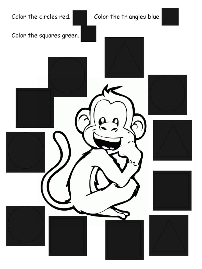 Color The Circles Red. Color The Triangles Blue. Color The Squares ...