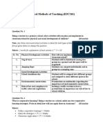 General Methods of Teaching (EDU301) : Format Given Below To Attempt The Question