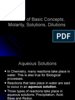 Basic Concepts, Molarity, Solutions and Dilutions