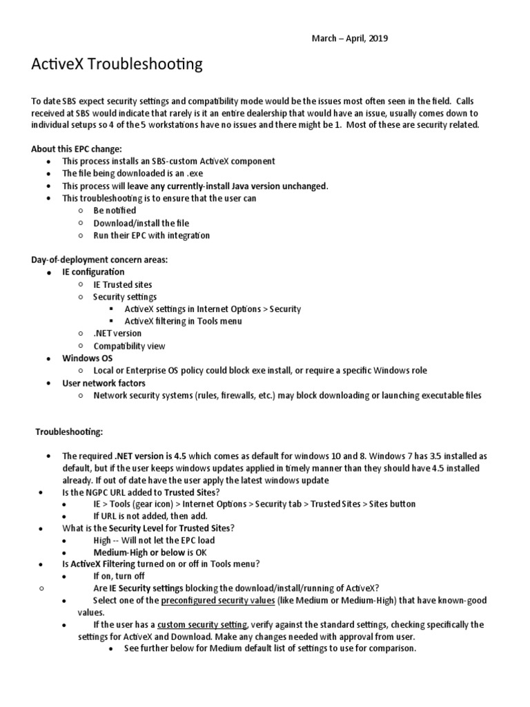 ActiveX Troubleshooting Guide for EPC | PDF | Microsoft Windows ...
