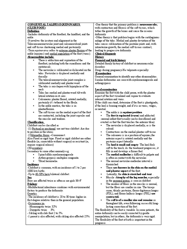 Congenital Talipes Equinovarus Foot) PDF Foot Ankle
