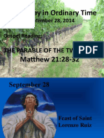 26 Sunday in Ordinary Time: September 28, 2014 Gospel Reading