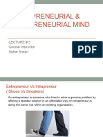 Entrepreneurial & Intrapreneurial Mind: Lecture # 3 Course Instructor Sahar Ansari