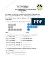 The City School: Academic Year 2019-20 Topic: Decimals (Place Value & Number Line Representation) Worksheet # 01 Class 5