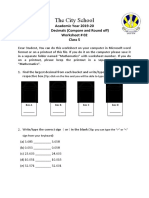 The City School: Academic Year 2019-20 Topic: Decimals (Compare and Round Off) Worksheet # 02 Class 5