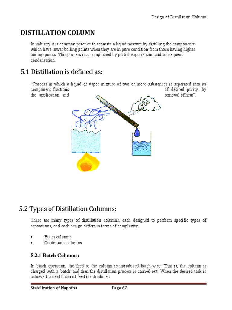 Distillation Column 5.1 Distillation Is Defined As PDF