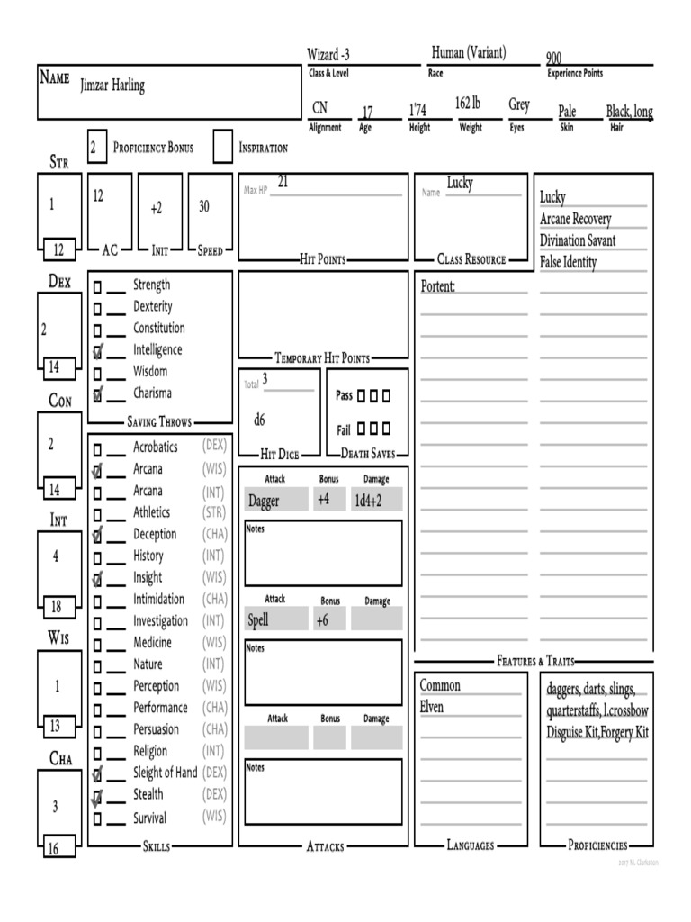 DND 5th Edition Premade Charactersheet | PDF | Fantasy