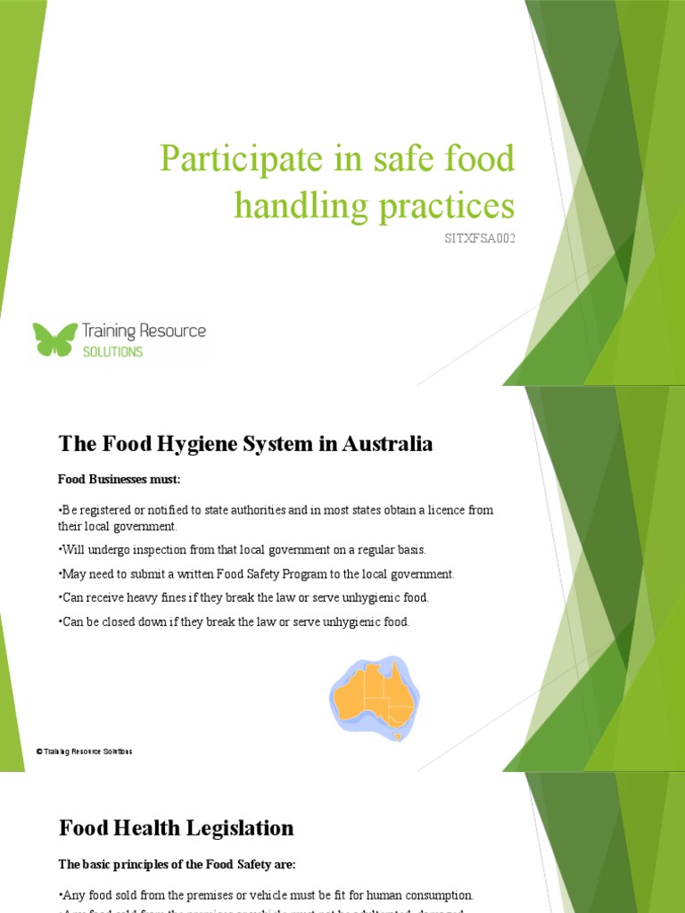 Participate in Safe Food Handling Practices SITXFSA002 Powerpoint