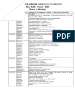 Senate of Serampore College (University) Time Table-August - 2020 Master of Theology