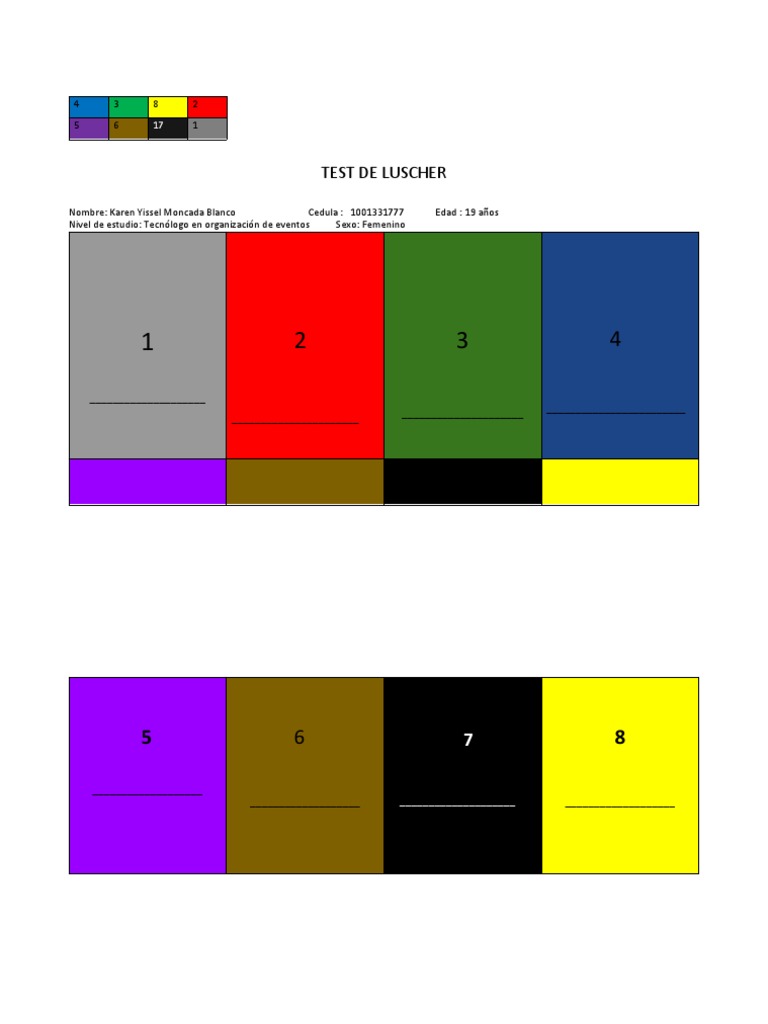 Hoja de Respuesta Test Luscher | PDF