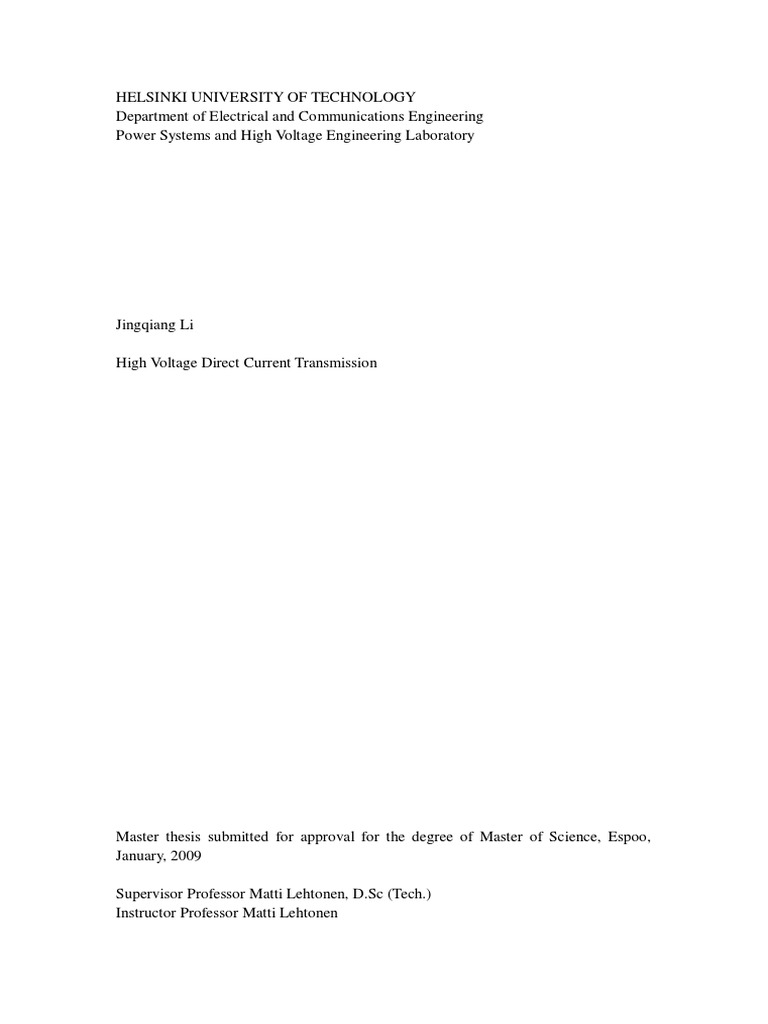 High Voltage Direct Current Transmission - Helsinky University PDF ...
