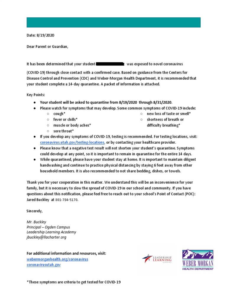 Letter Warning of Exposure PDF